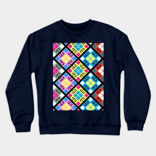 Colorfull Cubical Pattern Crewneck Sweatshirt